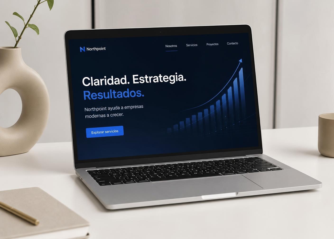 Página web profesional diseñada por Beish.com mostrada en un ordenador portátil
